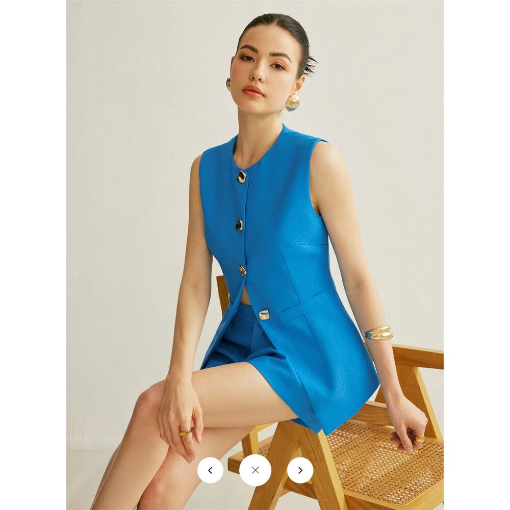 NWT commense Button Vest With Shorts Set Sz L